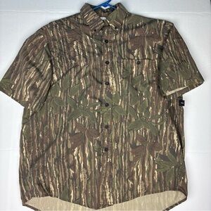 Vintage 10X Brand Men XL Shooting Shirt Realtree Camouflage Vented Short Sleeve